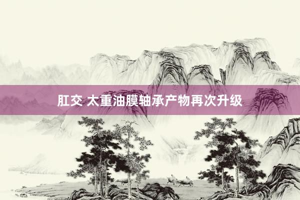 肛交 太重油膜轴承产物再次升级