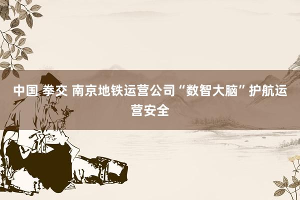 中国 拳交 南京地铁运营公司“数智大脑”护航运营安全
