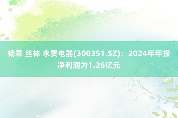 杨幂 丝袜 永贵电器(300351.SZ)：2024年年报净利润为1.26亿元
