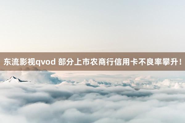 东流影视qvod 部分上市农商行信用卡不良率攀升！